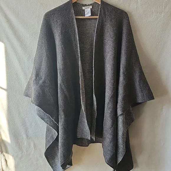 Cocogio Shawl Wrap Very Soft Alpaca Wool Blend Brown Ivory - Picture 1 of 4